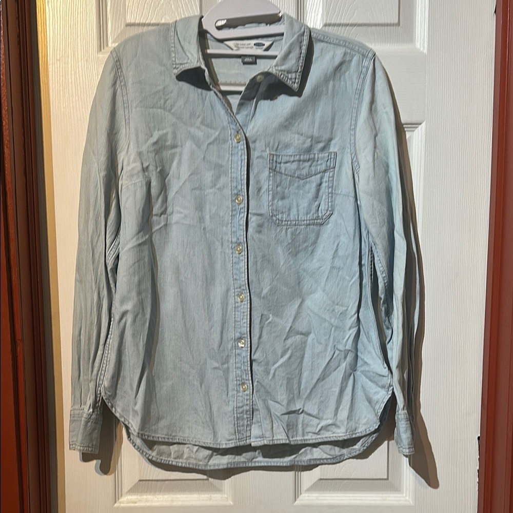 Old Navy Blue Button Down Shirt Classic Design